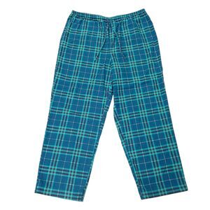 L.L.Bean Flannel Sleep Pajamas Pants Mens 1X Blue Tartan Plaid Soft 100% Cotton